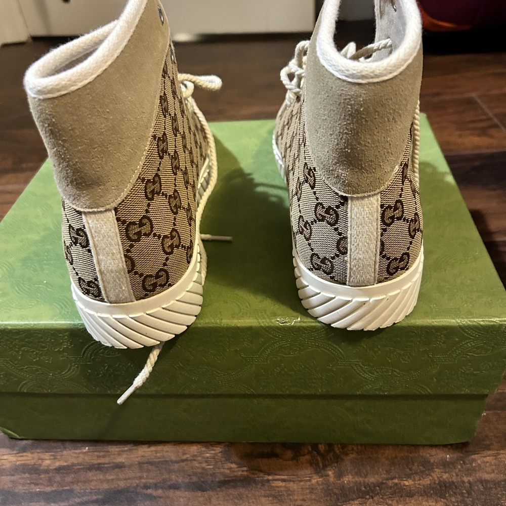 Gucci Beige and Brown High-Top Sneakers - Picture 6 of 7